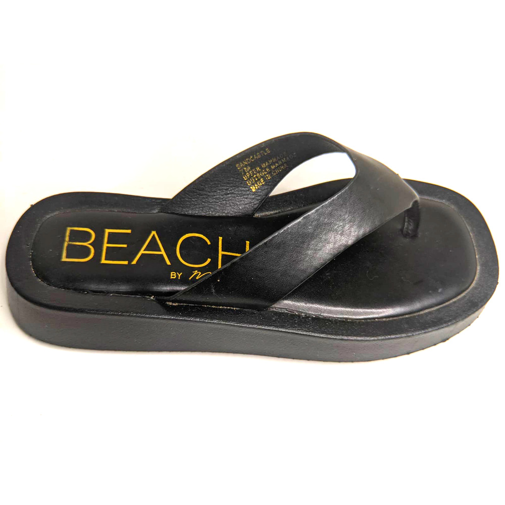 Beach by Matisse Sandcastle Chunky Thong Sandal Black Flip Flops Women Size 38
